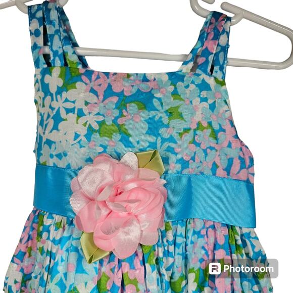 Youngland Sleeveless Floral Swiss Dot Dress w/Pink Rosette and Bolero Jacket 2T - Picture 5 of 16